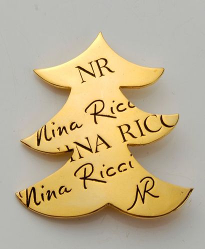 GEORGES DESRUE pour Nina Ricci - (années 1990) Broche de Noël en laiton estampé et...