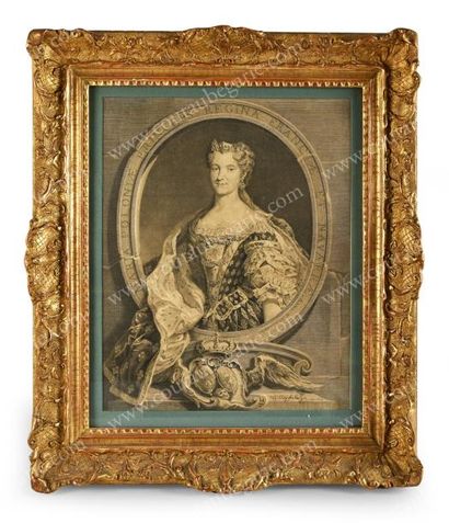 CARS Laurent (1699-1771) Portrait de la reine Marie Leszczynska de France.
Gravure...