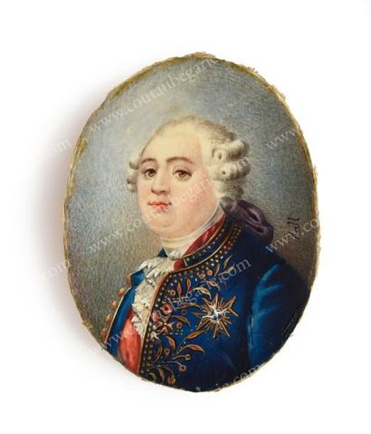 D'APRÈS PIERRE-ADOLPHE HALL (1739-1793) Portrait de Louis XVI, roi de France (1754-1793).
Miniature...