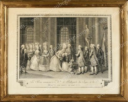 DUCLOS Antoine-Jean (1742-1795) La reine annonçant à Mme de Bellegarde, des juges,...