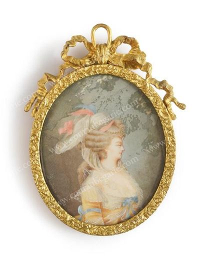 D'APRÈS PIERRE-ANTOINE BAUDOUIN (1723-1769) Portrait de Marie-Antoinette, reine de...