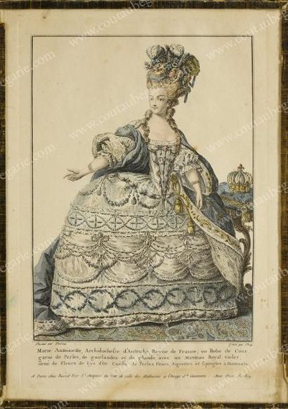 null MARIE-ANTOINETTE, reine de France (1755-1793).
Ensemble de six gravures représentant...