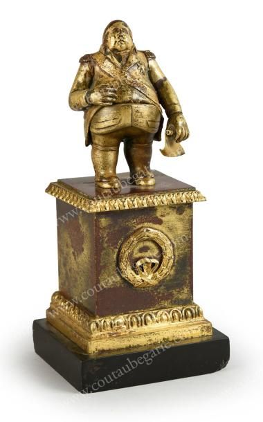null LOUIS XVIII, roi de France (1755-1824).
Petit buste en bronze à patine dorée,...