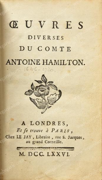 null BIBLIOTHÈQUE DE LA COMTESSE DE PROVENCE (1753-1810).
HAMILTON Antoine, comte....