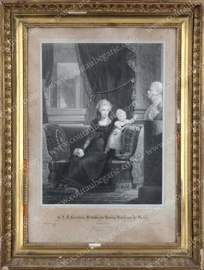 ZINGER Jean-Baptiste (1780-1850) Portrait de la duchesse de Berry en deuil tenant...
