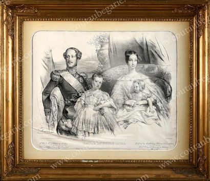 MAURIN Nicolas (1799-1850) Le duc d'Orléans et sa famille.
Lithographie signée en...