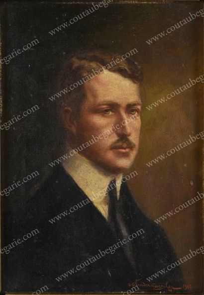 VANDER MERSCHER Portrait du roi Albert Ier de Belgique (1875-1934).
Huile sur toile...