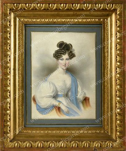 École ÉTRANGÈRE du XIXe siècle Portrait de la princesse Sophie de Suède (1801-1865).
Lithographie...