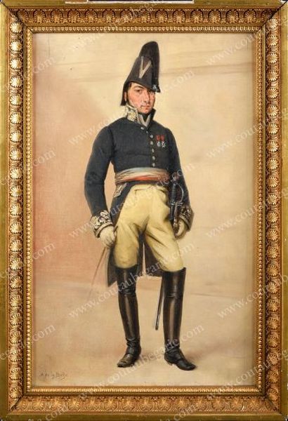 DE LA BRELY Auguste (1838-1906) Portrait d'un officier du Premier Empire.
Huile sur...