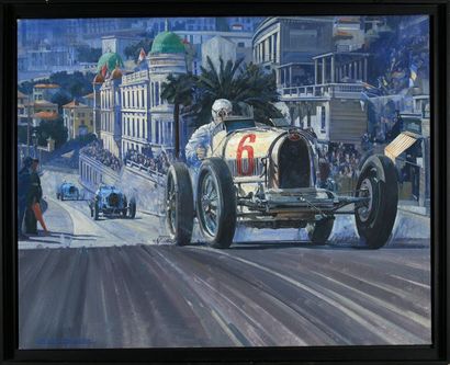 null Huile sur toile. «Bugatti». Signée Stanley Pontlarge.
Dim. 65x81 cm. Encadr...