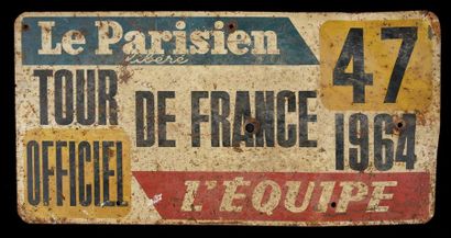 null Ensemble de 3 plaques de véhicule «Officiel» sur le Tour de France 1963-1964...