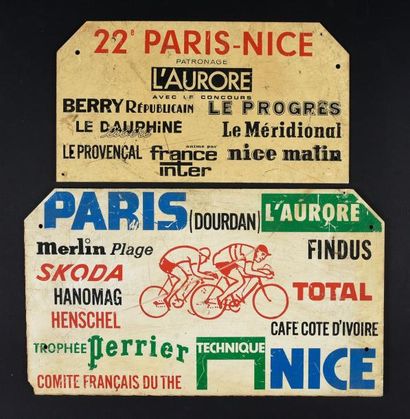 null Ensemble de 2 plaques véhicule du 22ème Paris-Nice en 1964 remporté par Jan...
