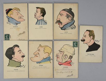 null Ensemble de 7 cartes postales illustrées par Pritt. Avec Mayer, Kramer, Guignard...