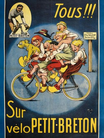 null Afifche pour la promotion du vélo «Petit Breton». Illustration de Mich. Affiches...
