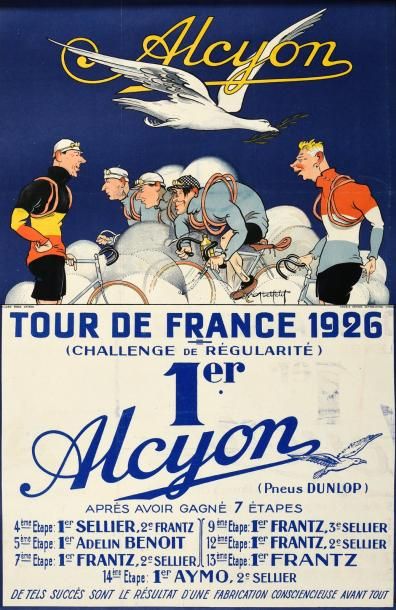 null Affiche «Alcyon» 1er au challenge de la régularité sur le Tour de France 1926...