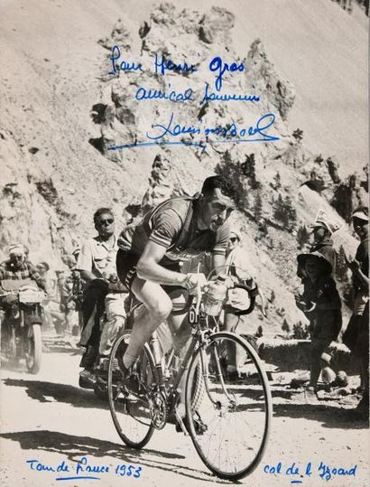 null Photo originale de presse dédicacé par Louison Bobet sur le Tour de France 1953...
