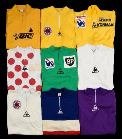 null Ensemble de 9 maillots «Le Coq Sportif» du Tour de France et autres compétitions....