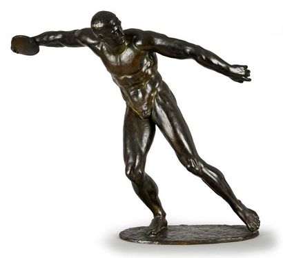 null Exceptionnelle sculpture en bronze. «Le Discobole». Signée Marcel Homs (1910-1995)....
