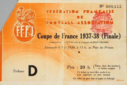 null Billet de la finale de la Coupe de France 1937-38 entre l'Olympique de Marseille...