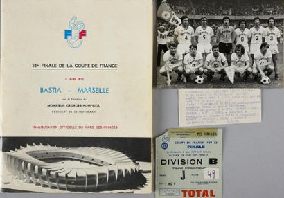 null Programme et billet de la 55ème finale de la Coupe de France en 1972 entre Bastia...