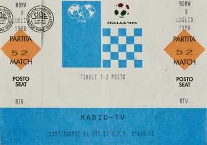 null Billet de la finale de la Coupe du Monde 1990 entre l'Allemagne et l'Argentine....