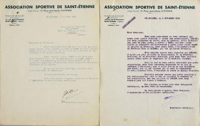 null Documents en 5 pages de l'Association Sportive de Saint-Etienne. Correspondance...