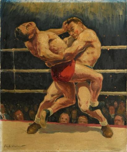 Paul ORDNER (1900-1969) Huile sur toile représentant le champion Charles Rigoulot...