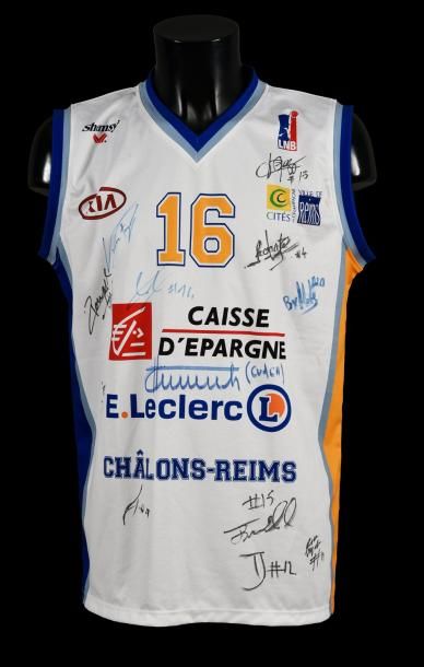 null Maillot n°16 de l'équipe de Châlons-Reims avec les signatures des joueurs de...