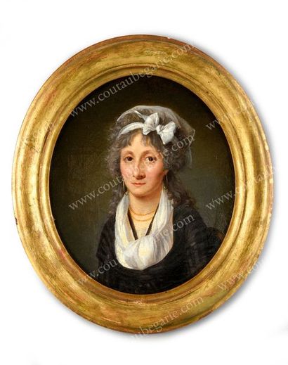 CHAUDET Jeanne-Elisabeth (1767-1832) 
Portrait de Madame Rolland (1754-1793).
Huile...