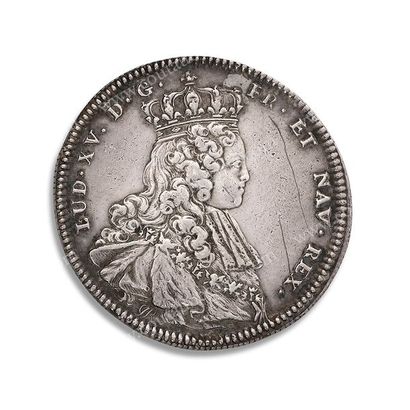 LOUIS XV, roi de France (1710-1774) 
Jeton en argent souvenir commémoratif du sacre...