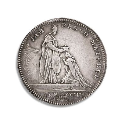 LOUIS XV, roi de France (1710-1774) 
Jeton en argent souvenir commémoratif du sacre...