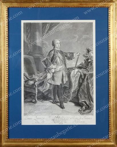 École FRANÇAISE du XVIIIe siècle 
Portrait du jeune Louis XV, roi de France (1710-1774).
Gravure...