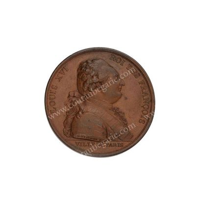 null LOUIS XVI, roi de France.
Médaille en bronze signée Jean Duvivier (1687-1761),...