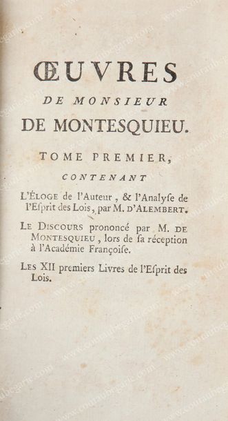 null [PAGES DU ROI À VERSAILLES].
MONTESQUIEU Baron de. Œuvres, chez Bruyset frères,...