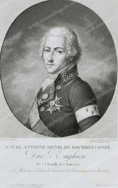 École Française du XIXe siècle 
Portrait du duc d'Enghien (1772-1804).
Gravure conservée...