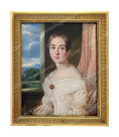 STANISLAW MARSZALKIEWICZ (1798-1872) 
Portrait de mademoiselle Storogenko.
Miniature...