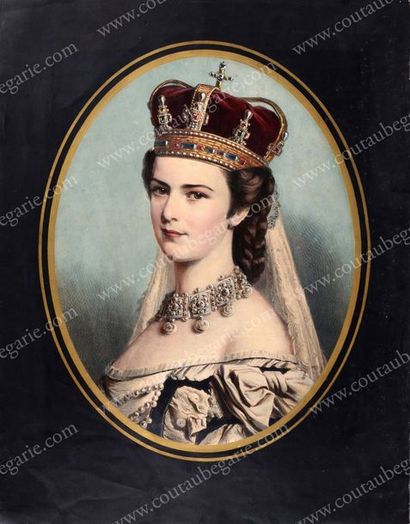 École AUTRICHIENNE du XIXe siècle 
L'impératrice Elisabeth d'Autriche, reine de Hongrie...