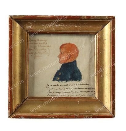 École Française du XIXe siècle 
Portrait présumé de Kaspar Hauser (1812-1833).
Aquarelle...