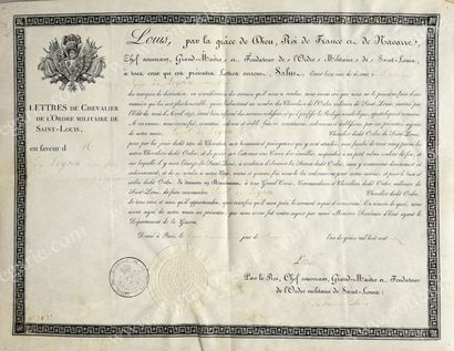null ORDRE ROYAL ET MILITAIRE
DE SAINT-LOUIS (France).
Lettre de nomination de chevalier...