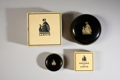 Lanvin parfums - (années 1950) Lot comprenant la rare mini boite de poudre en carton...