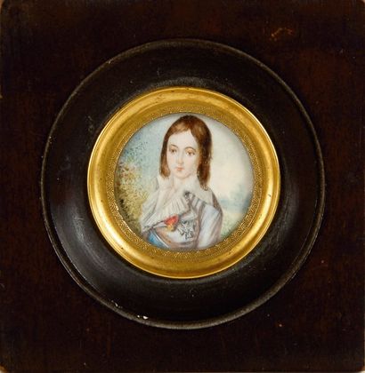 null Louis XVII. Miniature peinte sur vélin, représentant un portrait en buste du...