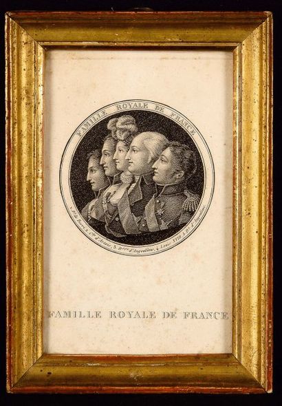 null Famille royale de France. Portrait médaillon représentant les profils du duc...