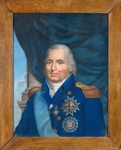 null Louis XVIII, roi de France. Pastel représentant un portrait en buste du souverain,...