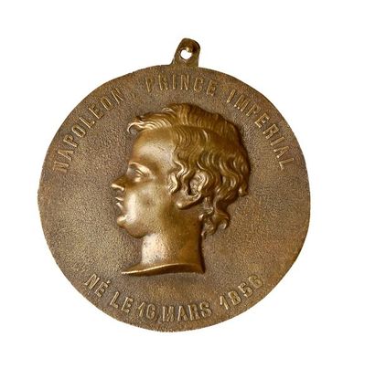 null Prince Impérial. Médaillon en bronze, souvenir de la naissance du fils de Napoléon...