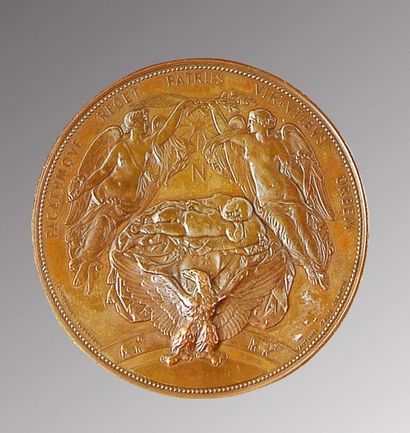 null Médaille en bronze signée J. Cavelier, souvenir commémoratif de la naissance...