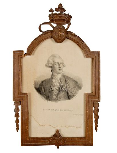 null Marquis de Bouillé (1739-1800). Portrait lithographique par Delpeche daté 1823,...