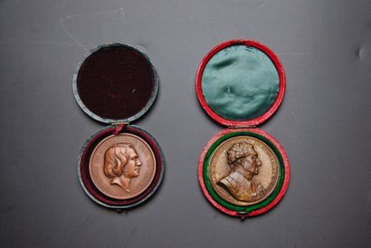null Lot de deux médailles en bronze, aux profils du comte de Sèze et du comte de...