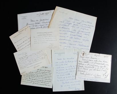 Maurice Goudeket (1899-1977) Lot de huit lettres et cartes de correspondances adressées...