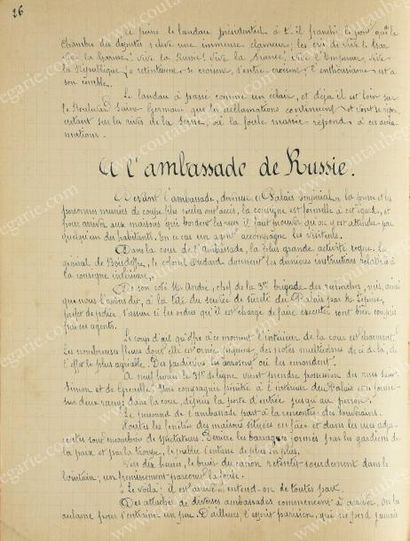 null VISITE DE NICOLAS II EN FRANCE
Manuscrit autographe intitulé «Le voyage du tsar...