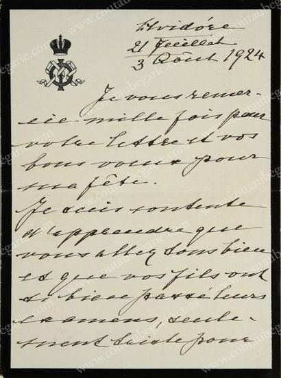 null MARIA FÉODOROVNA, impératrice de Russie (1847-1928).
Lettre autographe signée...